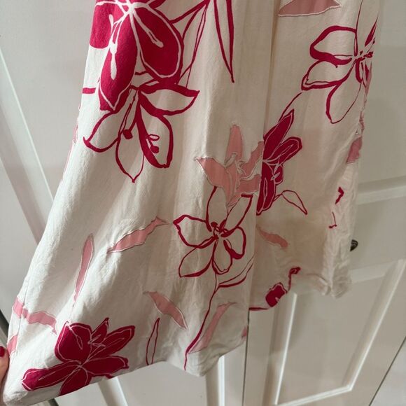 Y2K Linen Silk Halter Dress with Pink and White Floral Pattern Sundress - Picture 8 of 8